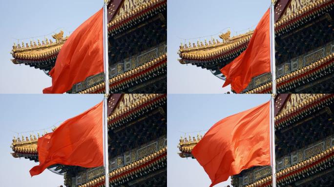 原创拍摄首都北京天安门红旗飘扬