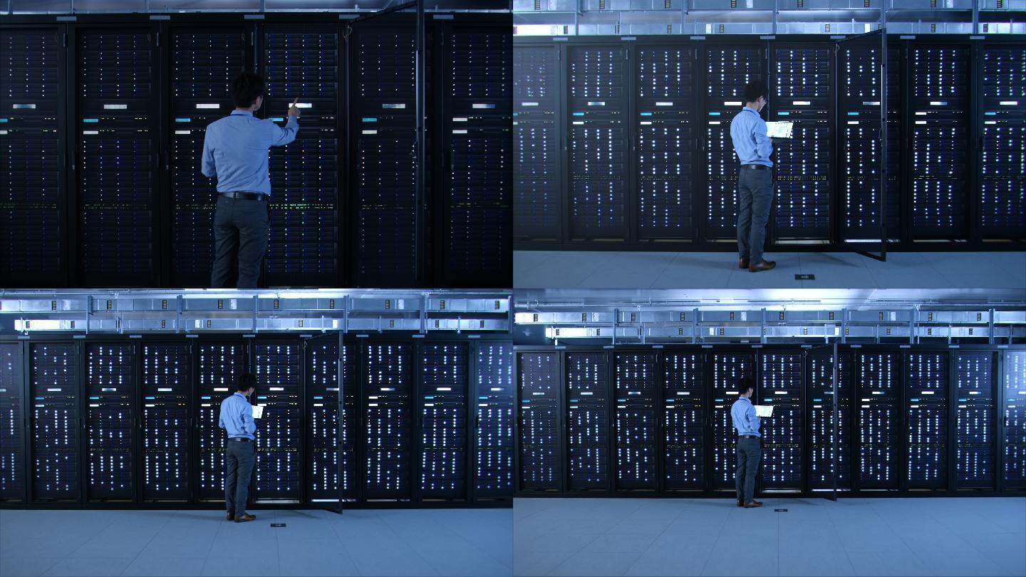 科技机房数据中心数据主机使用笔记本电脑