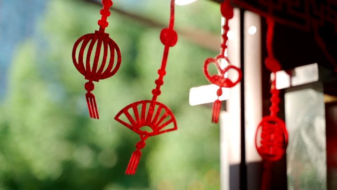 中国结过年婚礼团圆传统节日灯笼空镜