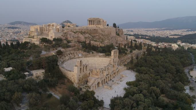 雅典卫城鸟瞰图希腊古城堡