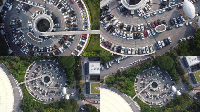 航拍4k广州体育馆停车场
