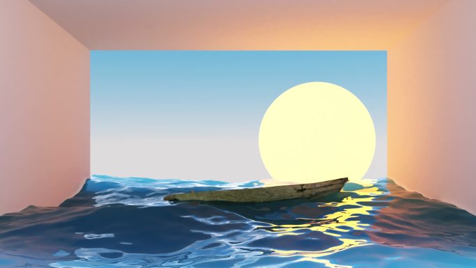 太阳-船-海
