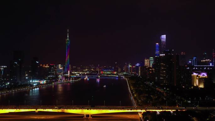 广州华南大桥珠江城市航拍超清夜景