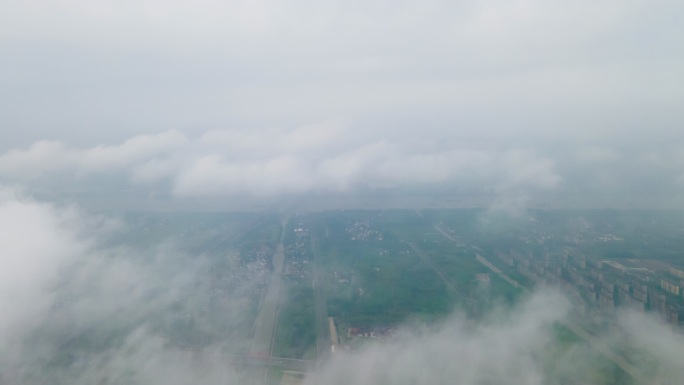 上海郊区上空俯拍4K延时