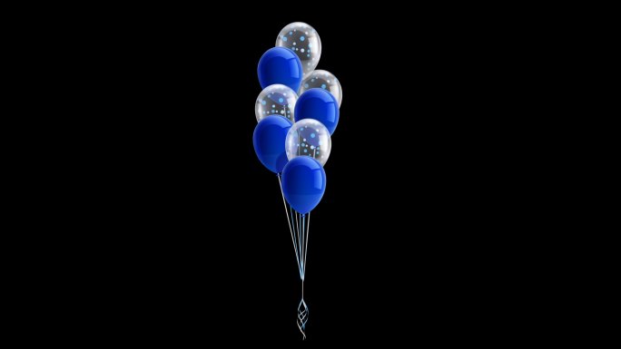 蓝色气球摇曳带通道视频素材