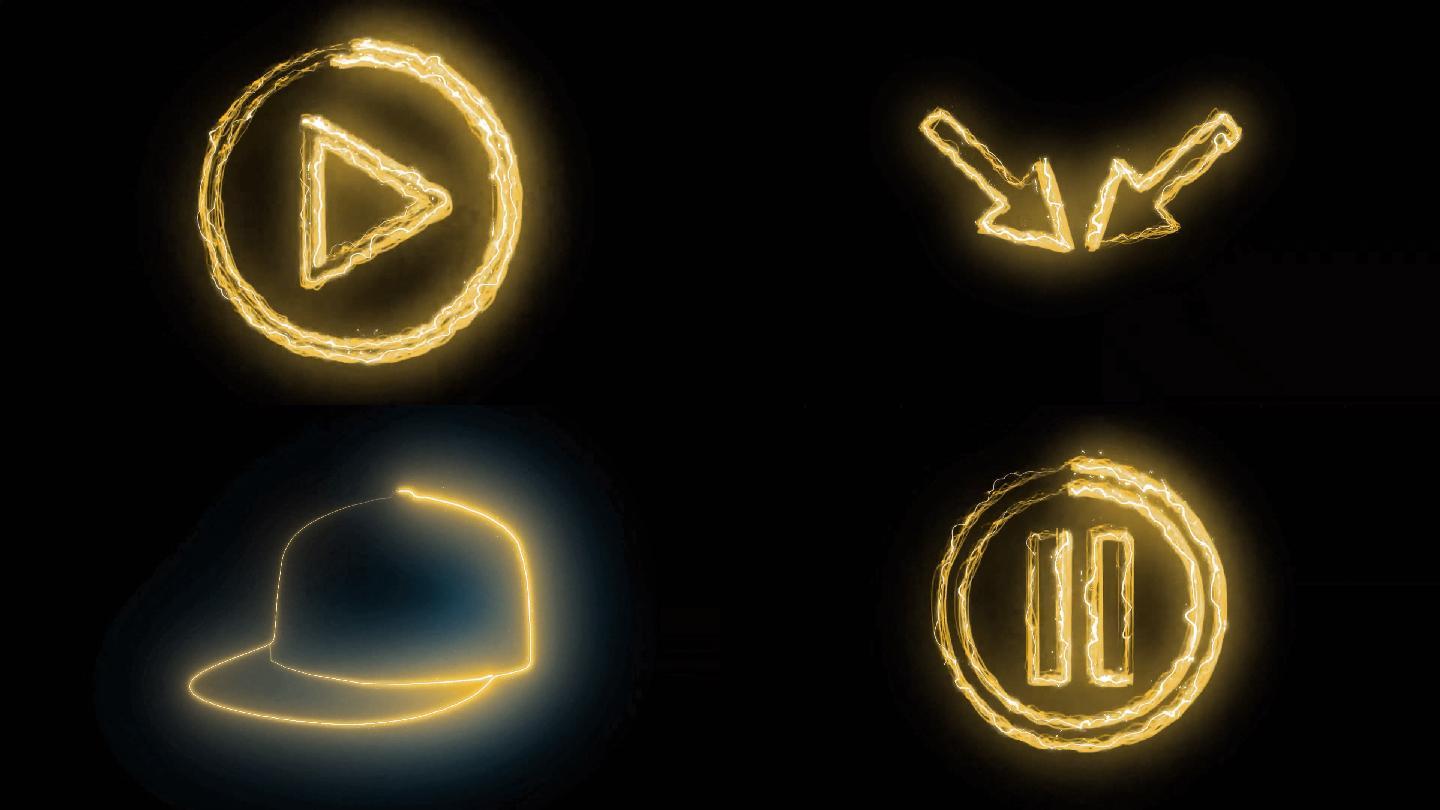 视频播放 帽子 问号 箭头 关注圆圈 抖音元素 抖音素材元素 闪电元素