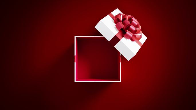 红色背景白色礼品盒
