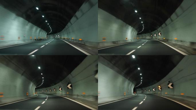 隧道通道空旷柏油路穿越循环开车驶向远方路