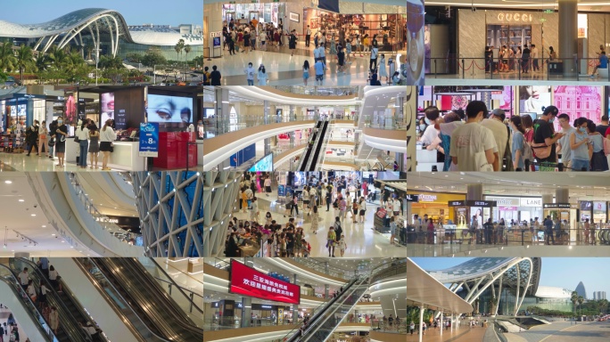 海南三亚免税店购物人潮实拍