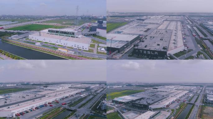 4K航拍特斯拉上海超级智慧工厂汽车产业
