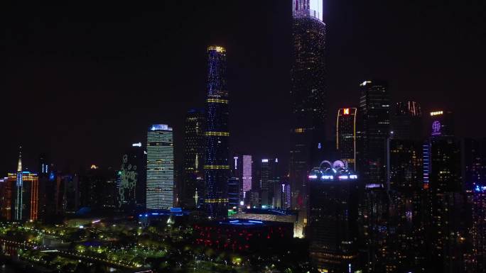 广州珠江新城CBD城市夜景航拍
