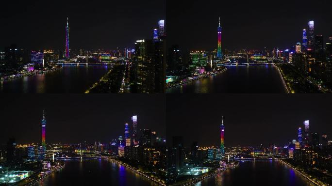 广州小蛮腰琶醍珠江城市航拍夜景