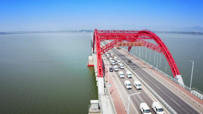 航拍黄阳公路大桥城市宣传片押运车4k