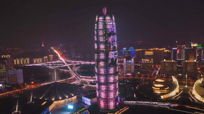 郑州会展中心，千玺广场，玉米楼夜景视频