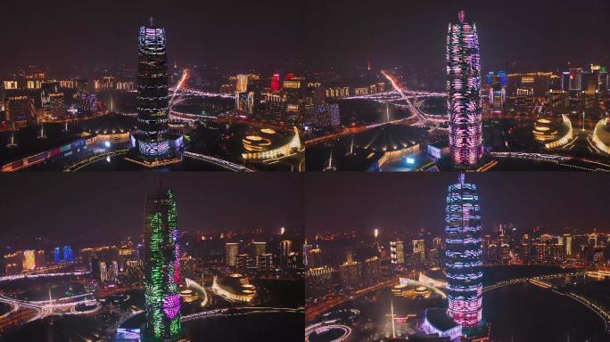 郑州会展中心，千玺广场，玉米楼夜景视频
