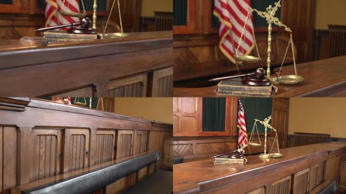美国法庭严肃正义桌子特写室内判决