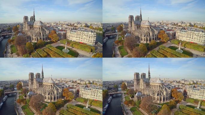 巴黎圣母院鸟瞰图知名国际地标国际标志性建