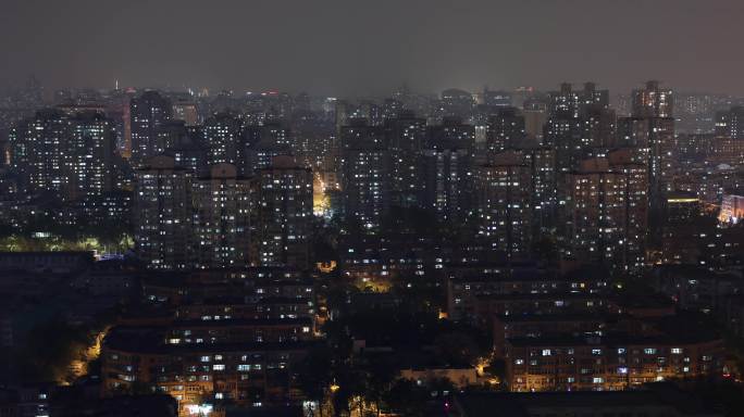 北京万家灯火-窗外繁华夜景-俯拍城市远景