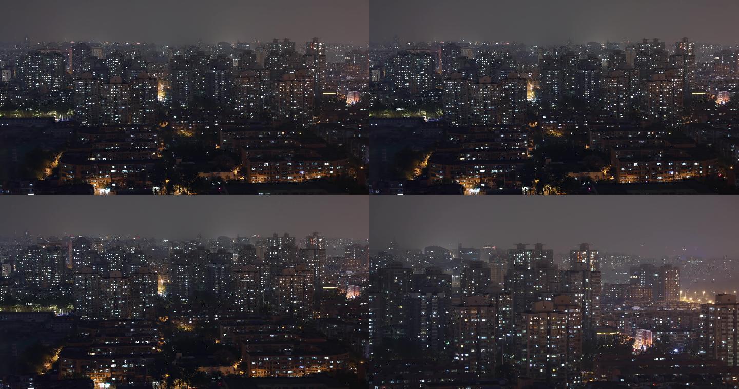 北京万家灯火-窗外繁华夜景-俯拍城市远景