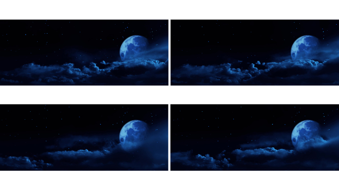 【宽屏天空】奇幻夜空超级月亮唯美月夜云月
