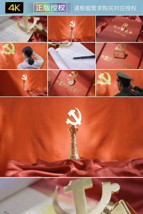 4k红色文化党徽党章红旗誓词宣誓视频素材