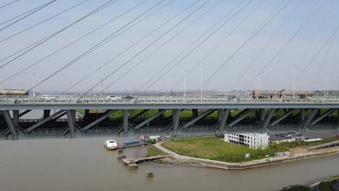上海闵浦大桥黄浦江4K航拍原素材8分钟