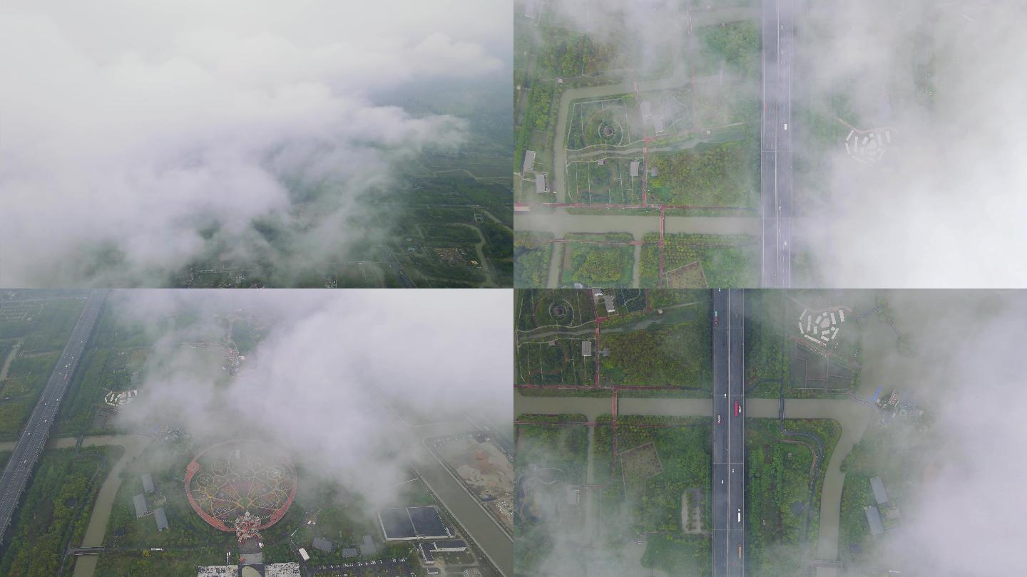 云端之上俯瞰大地无人机穿云4K航拍