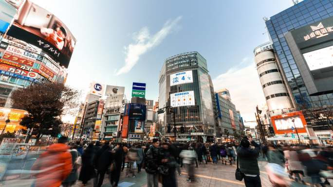 城市街道延时摄影日本旅游风光人文街头人群