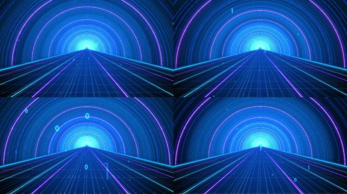 【4k】蓝色科技时光隧道视频