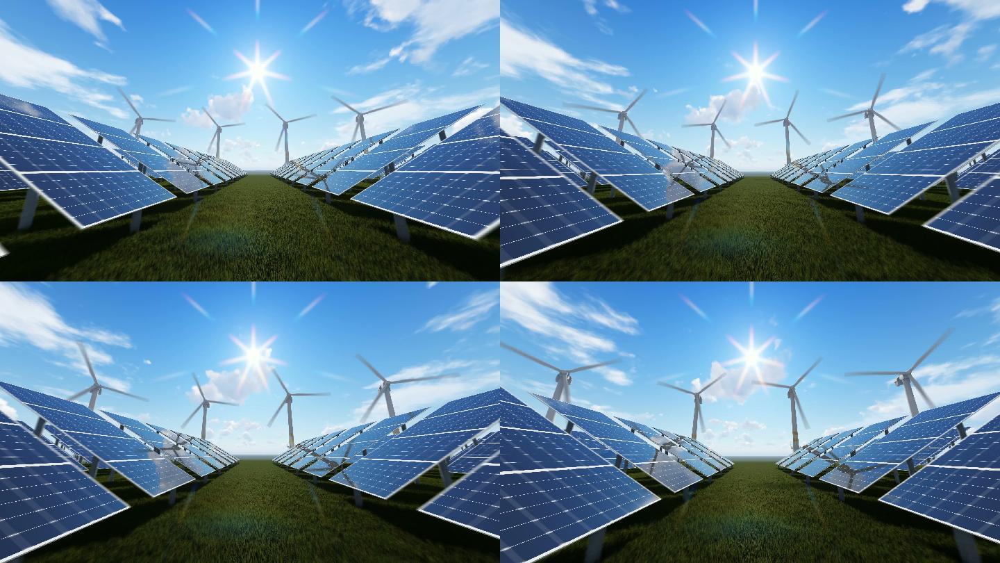 风车和能源板环保电能太阳板光伏光伏板光伏