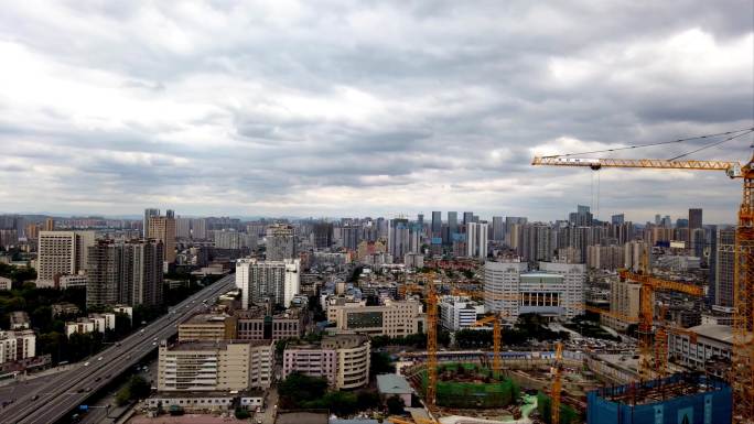 城市天空延时成都老会展施工工地塔吊延时