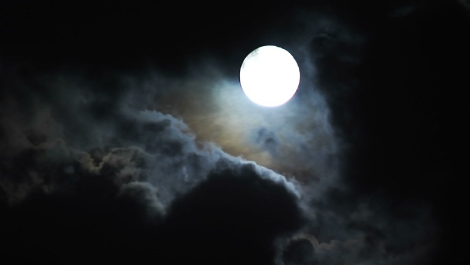 月亮和云月狼人恐怖夜色空镜月色云层黑云