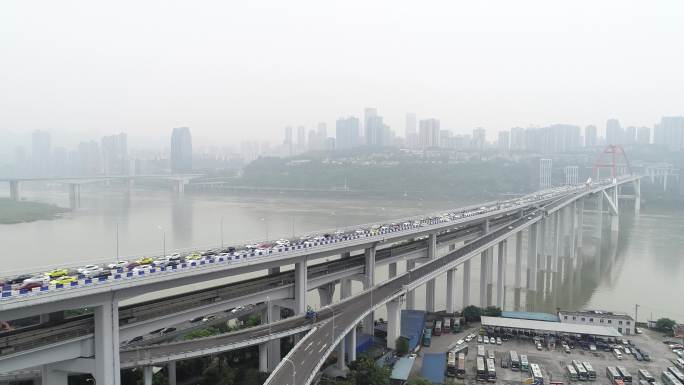重庆菜园坝大桥4K超清航拍