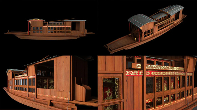 嘉兴南湖红船C4D超高精度影视级3D模型