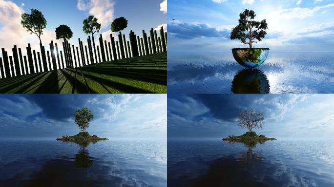 4K抽象创意生命之树环保主题