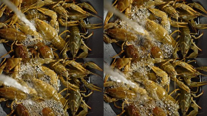 4K龙虾处理虾子做菜美食油焖大虾