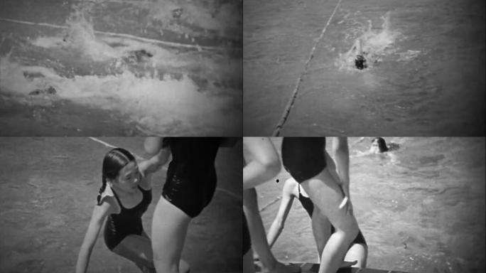 60年代游泳馆、游泳训练