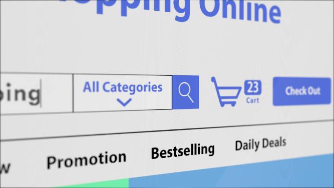 购物车上物品增多的网上购物网站三维渲染
