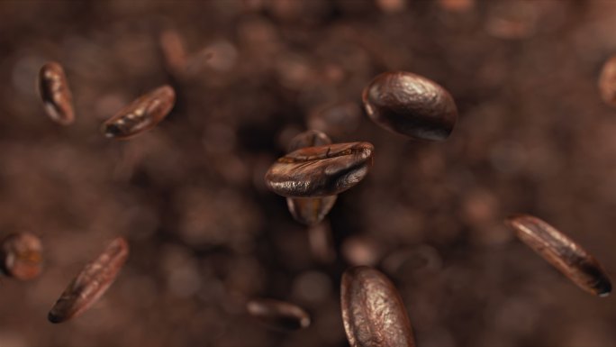 咖啡豆跳跃超慢动作4K
