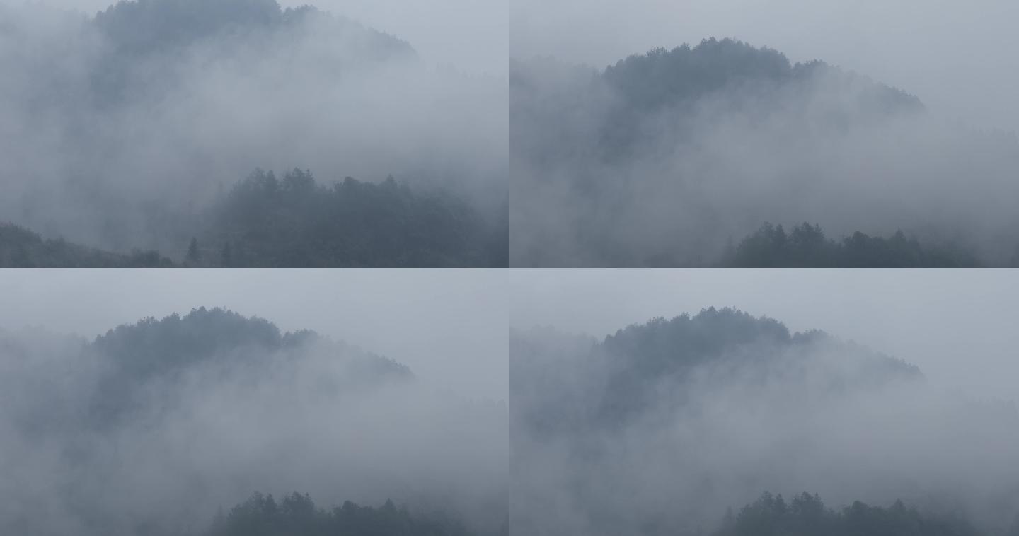 4K烟雨朦胧的山间云雾缭绕02