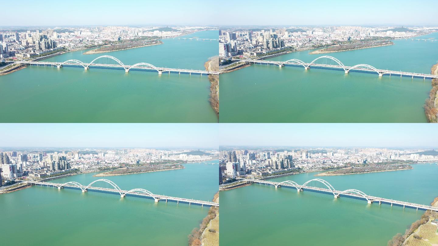 4K航拍江西吉安大桥赣江一江两岸