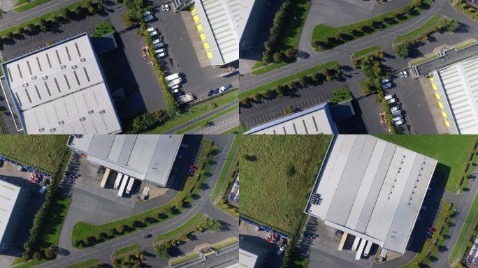 商业园区工业建筑厂房厂区4K航拍俯视生产