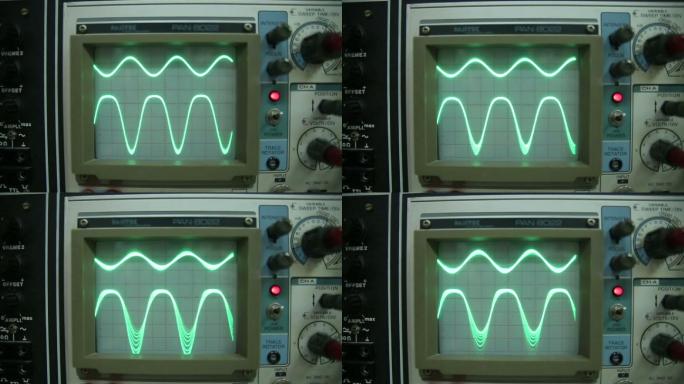 示波器，特写工业设备实验室正弦波