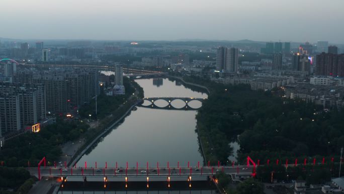 4K河南省信阳浉河夜景航拍