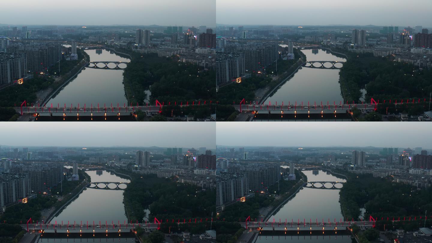 4K河南省信阳浉河夜景航拍