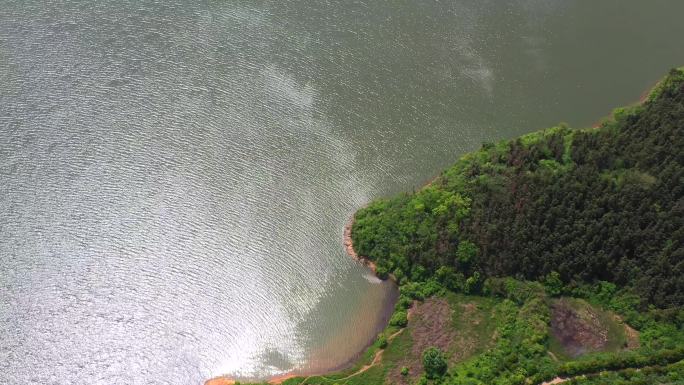 航拍信阳罗山石山口水库