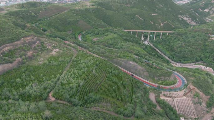 树林植被山坡山丘赛道自行车赛道