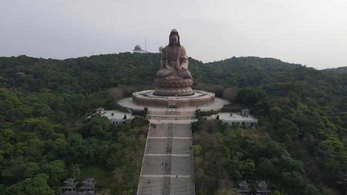 航拍广东佛山西樵山南海观音