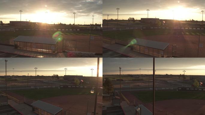 太阳落在棒球场上