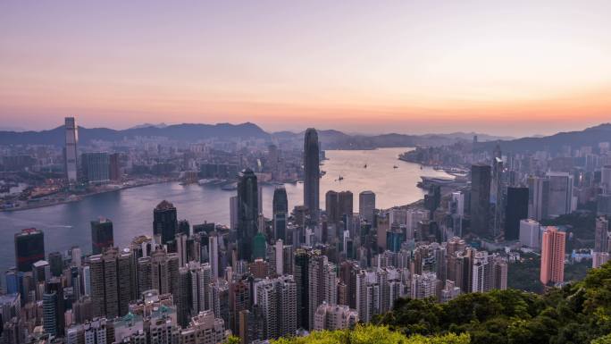 香港昼夜时间推移城市景观城市生活中国